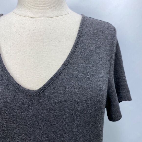 DB Moon Womans Gray Knit Dress Medium Fit N Flare Pockets Boho Peasant Casual - Picture 4 of 12